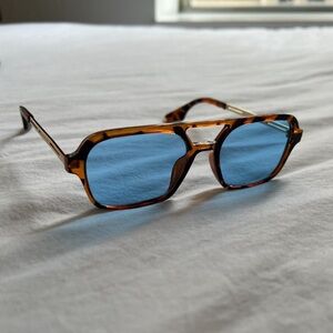 Retro Aviator Sunglasses- Blue and Turtoise